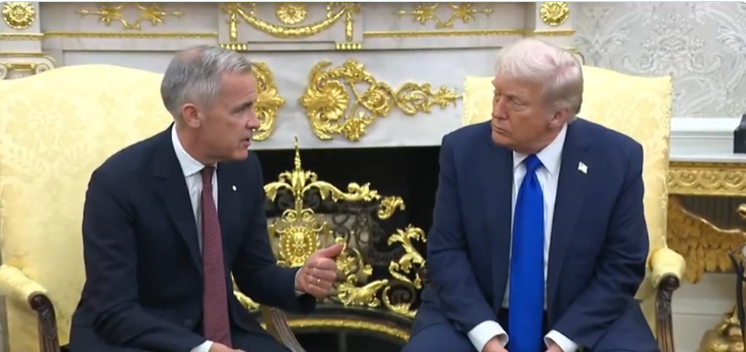 राष्ट्रपति ट्रंप और कनाडाई प्रधानमंत्री मार्क कार्नी की व्हाइट हाउस में मुलाकात, व्यापार और टैरिफ पर चर्चा