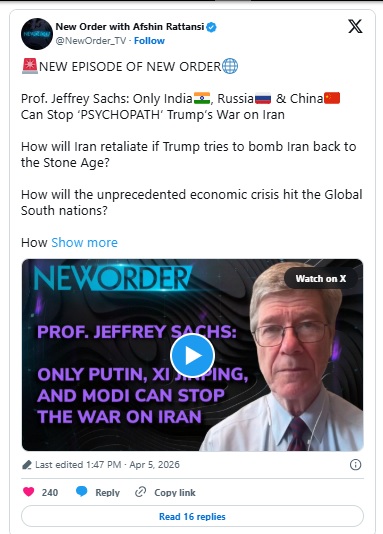 पश्चिम एशिया युद्ध को रोकने की शक्ति सिर्फ भारत, रूस, चीन के पास : अमेरिकी अर्थशास्त्री