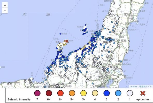 जापान के इशिकावा प्रांत में 5.9 तीव्रता का भूकंप, बुलेट ट्रेनों को अस्थाई तौर पर रोका गया