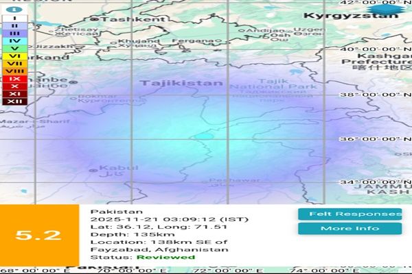  पाकिस्तान में 5.2 तीव्रता का भूकंप, क्षेत्र में भूकंपीय सक्रियता जारी