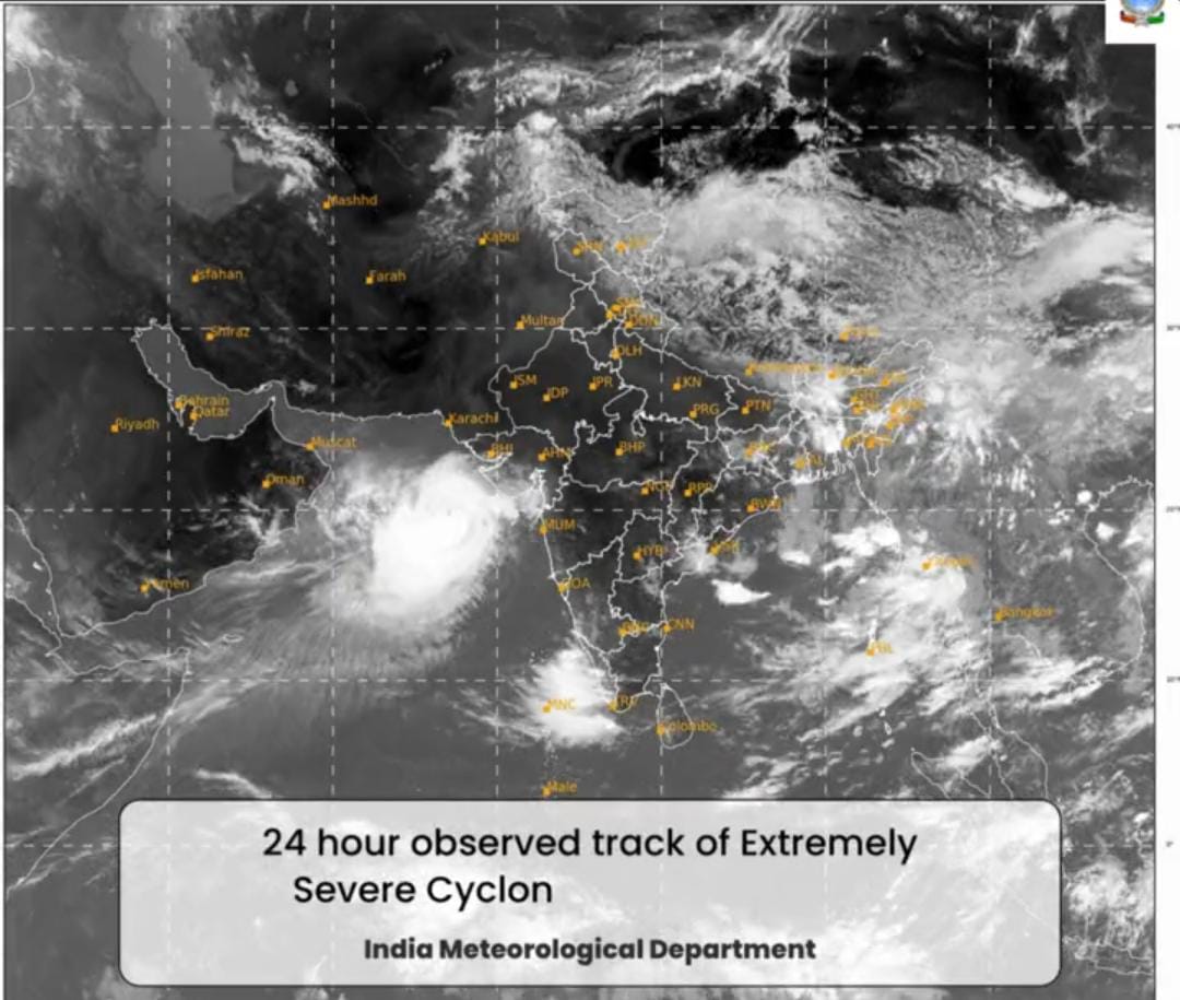 क्रवाती तूफान 'बिपरजॉय' 15 जून को गुजरात के मांडवी तथा जखौ के बीच टकराएगा