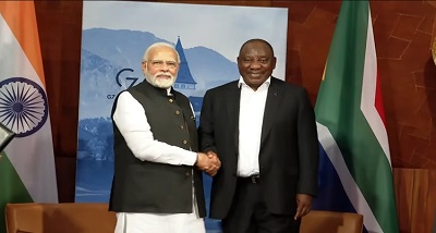 प्रधानमंत्री नरेंद्र मोदी ने दक्षिण अफ्रीका के राष्ट्रपति माटेमेला सिरिल रामफोसा के साथ टेलीफोन पर बातचीत की