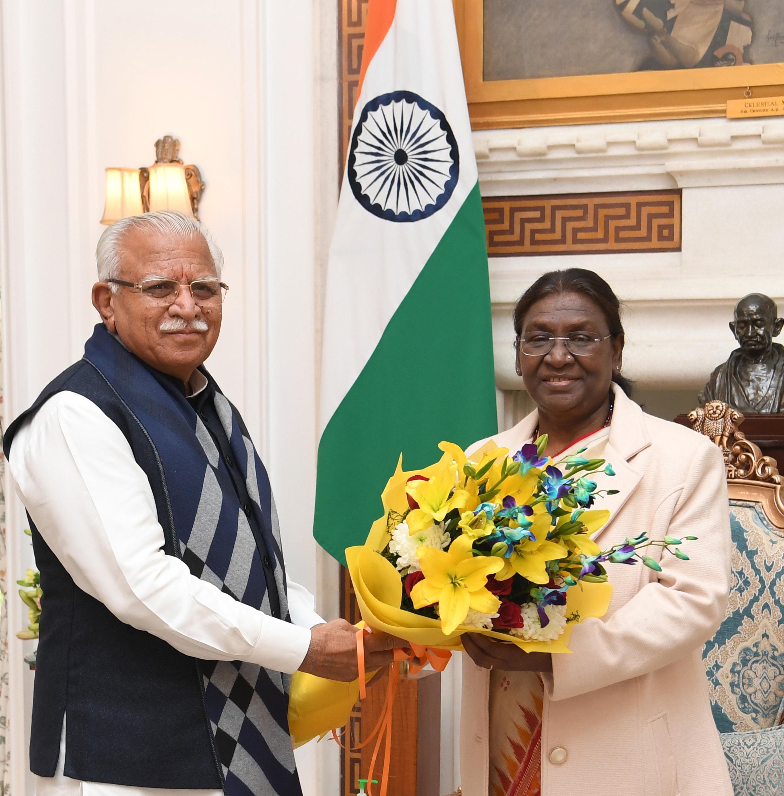 हरियाणा के मुख्यमंत्री ने राष्ट्रपति से मुलाकात की