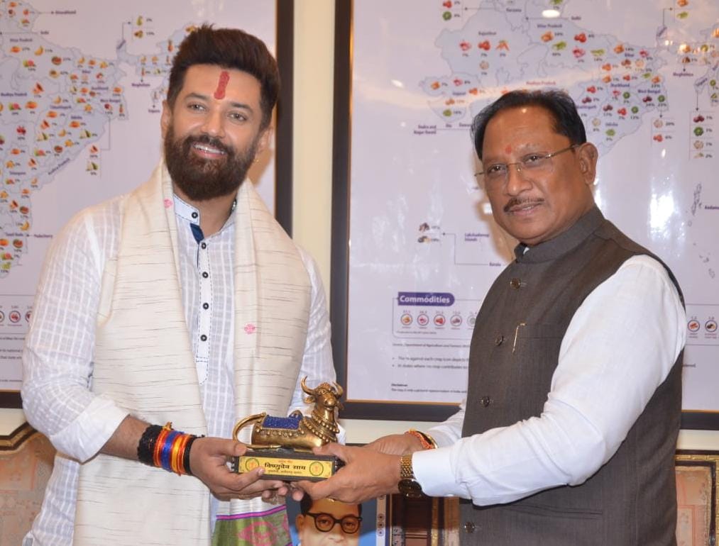 छत्तीसगढ़ : मुख्यमंत्री विष्णुदेव साय की केंद्रीय मंत्री चिराग पासवान के साथ अहम मुलाकात, राज्य में खाद्य प्रसंस्करण को मिलेगी नई दिशा
