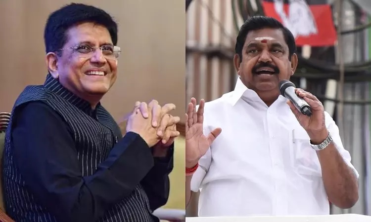  पीयूष गोयल आज चेन्नई प्रवास पर , पलानीस्वामी से करेंगे विचार-विमर्श