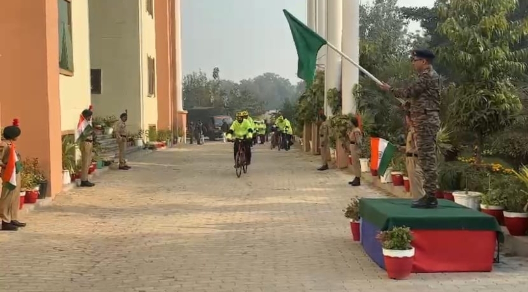 औरैया पहुंची वीर बिरसा मुंडा साइक्लोथॉन रैली,एनसीसी बटालियन ने किया स्वागत