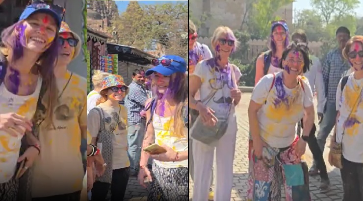 खजुराहो और ओरछा में होली की रंगत: देशी-विदेशी पर्यटक रंगों और उमंग में हुए सराबोर