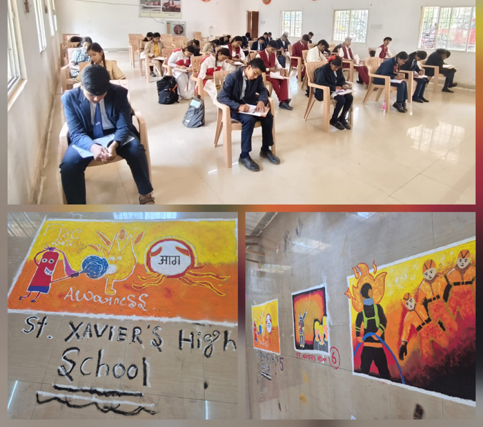 अग्नि सुरक्षा जागरूकता सप्ताह में रंगोली प्रतियोगिता का किया आयोजन