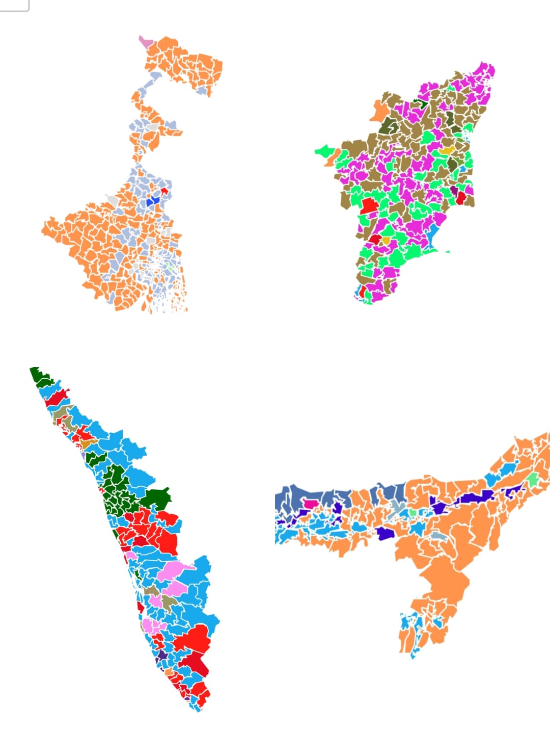 रुझान &ndash; पश्चिम बंगाल में कमल, तमिल में विजयरथ