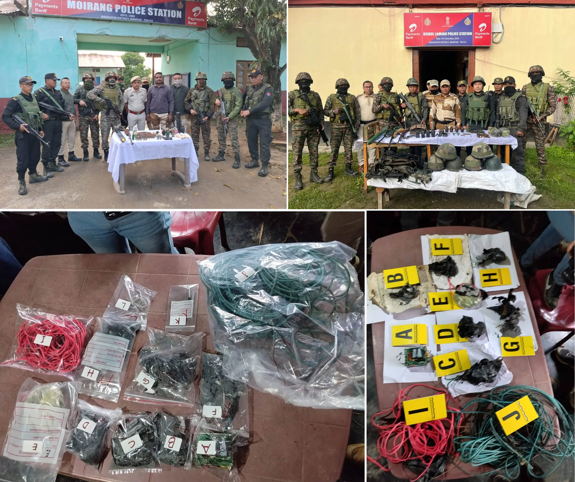 विष्णुपुर जिले के तीन थाना क्षेत्रों से भारी मात्रा में हथियार, विस्फोटक बरामद