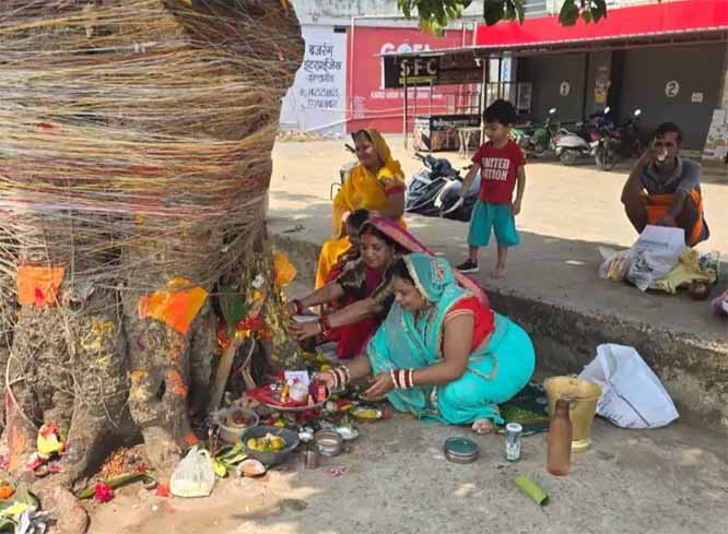 पति की लंबी आयु व सुख-समृद्धि के लिए महिलाओं ने की वट सावित्री पूजा