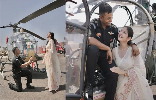 हेलीकॉप्टर के सामने गर्लफ्रेंड को प्रपोज करने पर कैप्टन से सेना ने मांगी सफाई