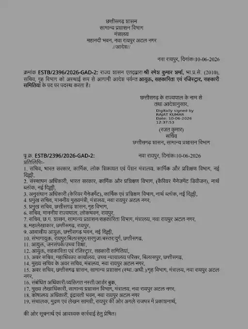 रमेश कुमार शर्मा बने सहकारिता आयुक्त एवं रजिस्ट्रार, सहकारी समितियां