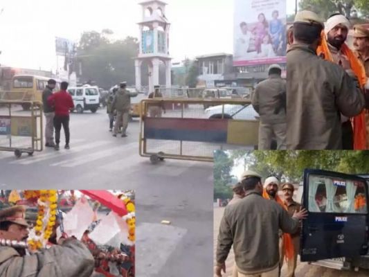 मथुरा के शाही ईदगाह में लड्डू गोपाल का जलाभिषेक करने आ रहे सौरभ शर्मा को पुलिस ने पकड़ा