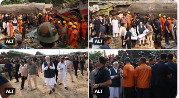 प्रधानमंत्री नरेंद्र मोदी बालासोर ट्रेन हादसे की स्थिति का जायजा लेने के लिए दुर्घटनास्थल पर पहुंचे