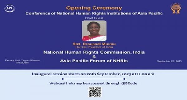राष्ट्रपति द्रौपदी मुर्मू आज एशिया प्रशांत क्षेत्र के राष्ट्रीय मानवाधिकार संस्थानों के सम्मेलन का उद्घाटन करेंगी