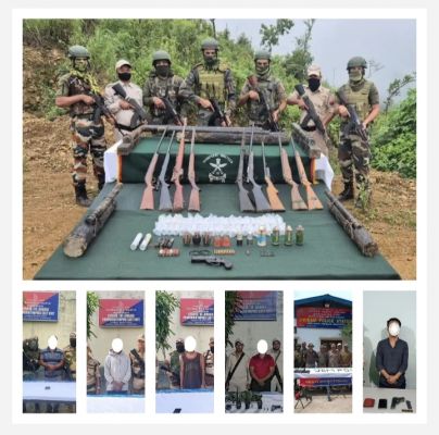 मणिपुर में पांच उग्रवादी गिरफ्तार, हथियार और विस्फोटक सामग्री बरामद