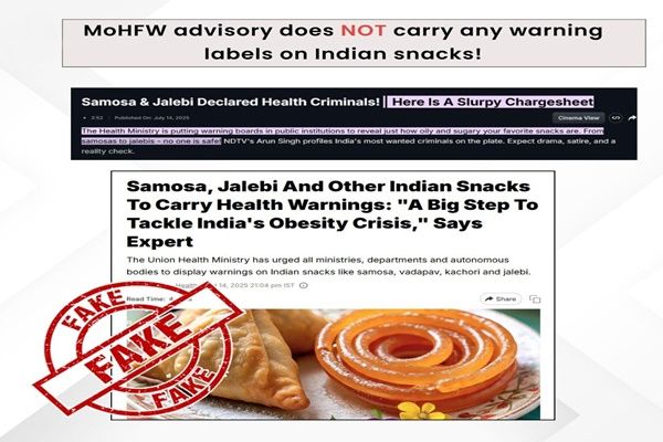स्वास्थ्य मंत्रालय ने समोसा, जलेबी, लड्डू पर चेतावनी लेबल वाली रिपोर्टों को किया खारिज