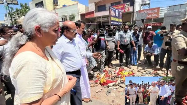 केंद्रीय वित्त मंत्री निर्मला सीतारमण ने करूर में भगदड़ वाले इलाके का किया दौरा