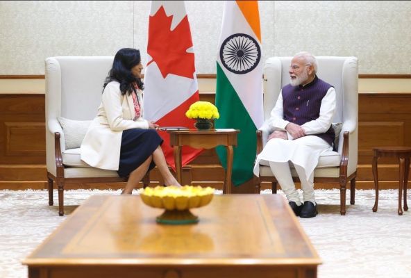 कनाडा की विदेश मंत्री ने प्रधानमंत्री मोदी से की मुलाकात 