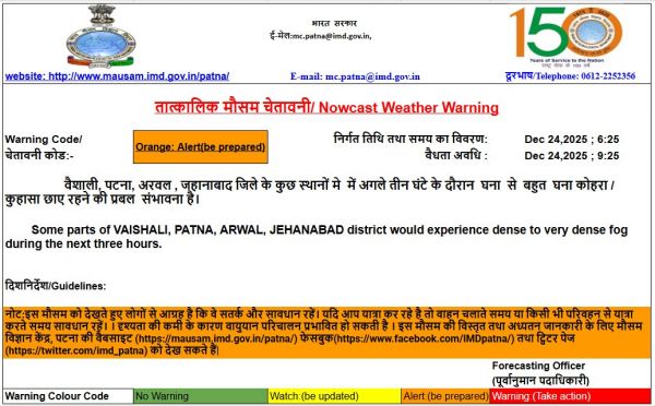 बिहार में पछुवा हवा ने बढ़ायी कनकनी, राज्य में कोल्ड डे की स्थिति