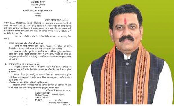 छत्तीसगढ़ में मंत्रीगणों और पुलिस अधिकारियों को गॉर्ड ऑफ ऑनर दिए जाने की परंपरा समाप्त