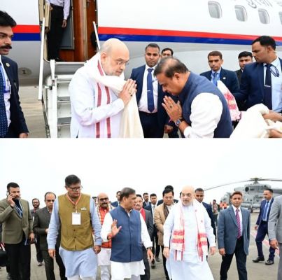  असम पहुंचे केंद्रीय गृहमंत्री अमित शाह, हवाई अड्डे पर मुख्यमंत्री ने किया स्वागत