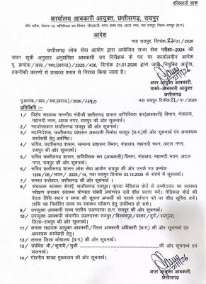 रायपुर : आबकारी आयुक्त ने उपनिरीक्षक नियुक्ति आदेश की चयन सूची निरस्त की