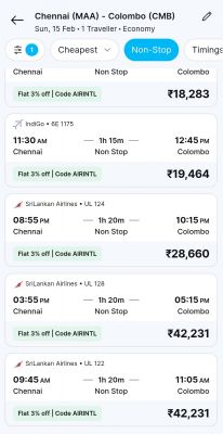 भारत&ndash;पाकिस्तान टी-20 मैच का असर, चेन्नई&ndash;श्रीलंका उड़ानों के किराए में भारी वृद्धि