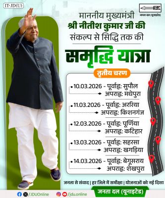 समृद्धि यात्रा का तीसरा चरण आज से शुरू, सुपौल और मधेपुरा में जनसंवाद करेंगे मुख्यमंत्री नीतीश कुमार