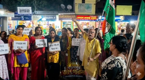 अभिषेक बनर्जी पर हमले के विरोध में खड़गपुर में तृणमूल का मार्च