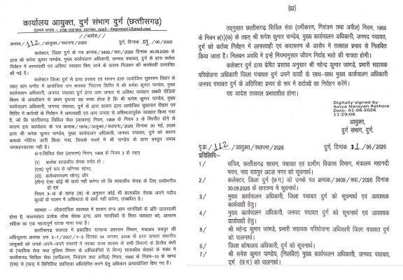 भाजपा नेता से बदसलूकी पड़ी भारी: दुर्ग जनपद सीईओ निलंबित